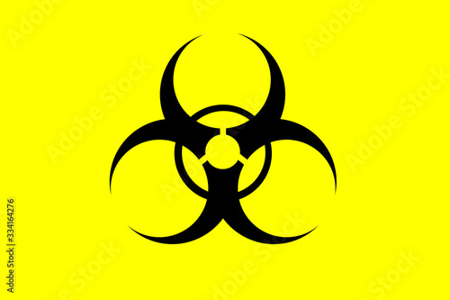 Black Biohazard symbol icon isolated on yellow