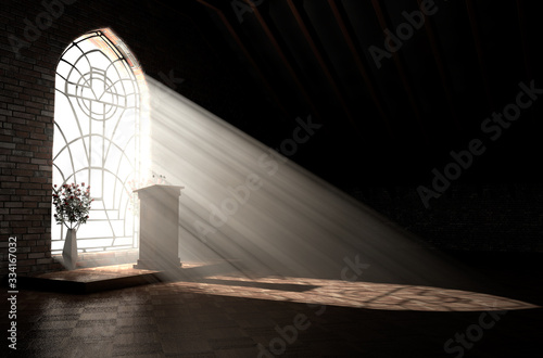 Church Interior Light & Pulpit