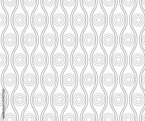 Repeating circle and wavy line vector pattern