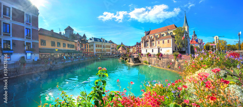 Canal du Thiou and Church of Saint Francois de Sales in Annecy. France