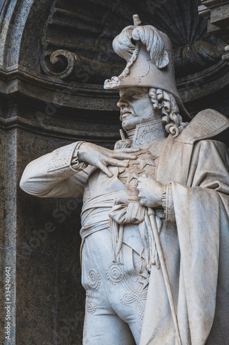 Gioacchino Murat statue at the entrance of Royal Palace in Naples, King of Naples from 1808 to 181, sculpted by Giovan Battista Amendola in 1880.