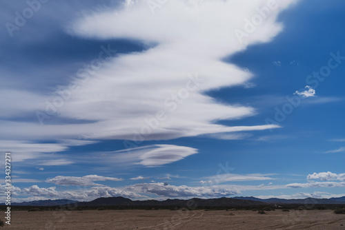 Lenticular clouds in the Mojave desert in California.
