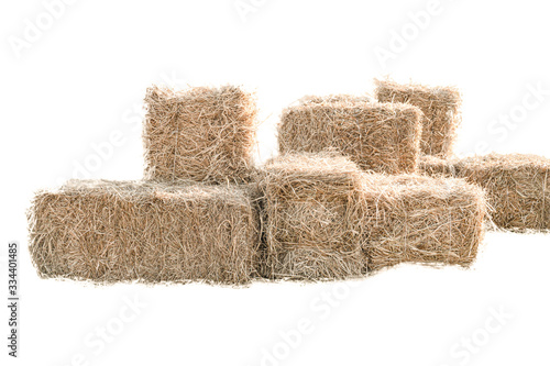 Golden yellow haystack isolated on a white background