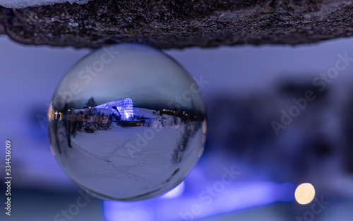 Landscape through the glass ball