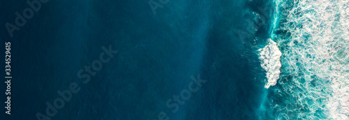 Aerial view to waves in ocean Splashing Waves.