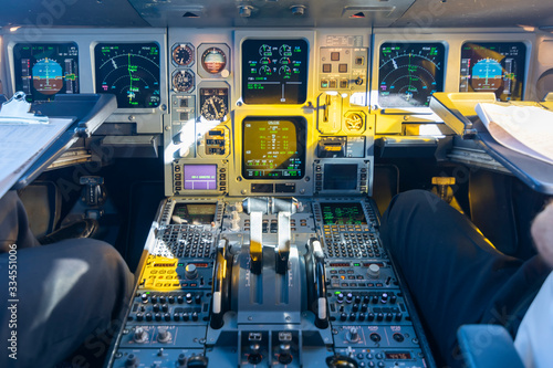 Cockpit view of an airplane in flight