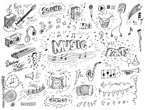 Hand drawn music doodles vector illustration 