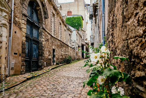 Empty street in city of Angers, France in the Loire Valley