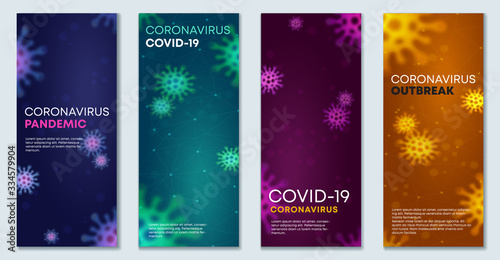 Virus epidemic coronavirus COVID-19 realistic background set
