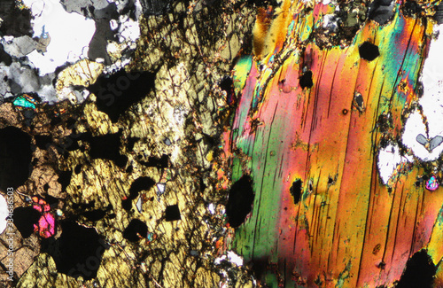Granite rock minerals under microscope