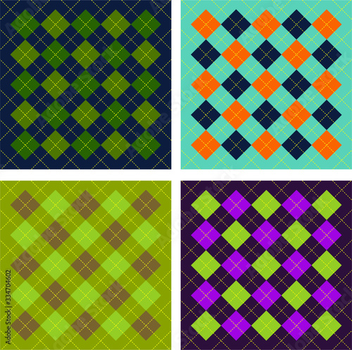 Checkered tablecloth seamless pattern. Plaid tartan pattern. Retro fabric colored print texture.