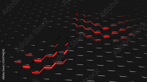 Czarno czerwone tło technologiczne-3d rendering