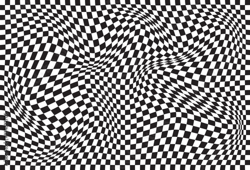 Vector abstract geometric wavy chessboard background