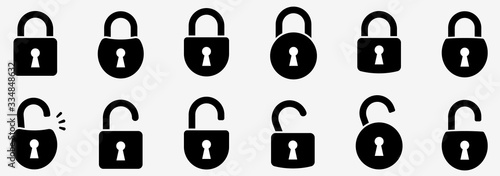 Locks icons set. Locked and unlocked lock. Collection icon of close and open lock. Lock and unlock simbol. Lock web icon set - stock vector.