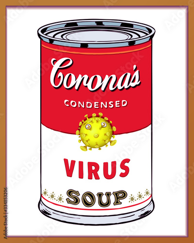 Coronavirus Pop Art Soup Can Warhol Style