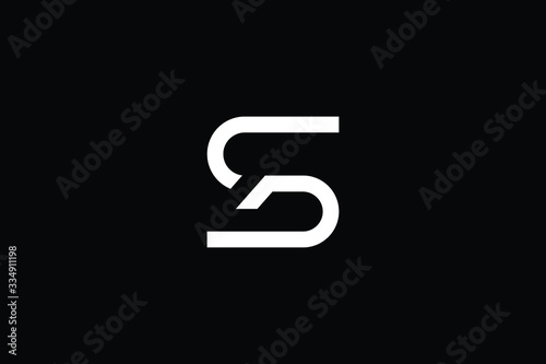 Minimal elegant monogram art logo. Outstanding professional trendy awesome artistic S SD DS initial based Alphabet icon logo. Premium Business logo White color on black background