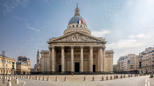 Paris, France - March 20, 2020: 1st day of containment because of Covid-19 in front of Pantheon in Paris
