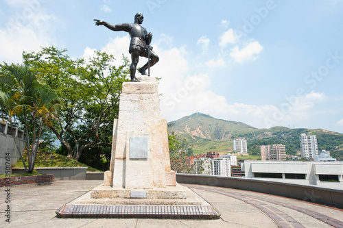 Cali, Santiago de Cali, Valle del Cauca, Colombia. February 27, 2011: Statue of Sebastian de Belalcazar