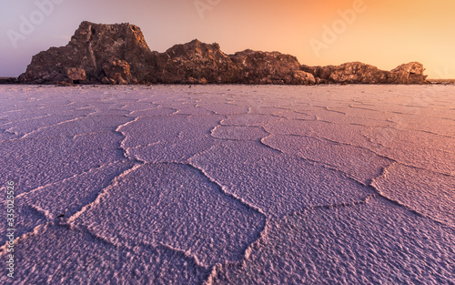 The natural salty rivers of Assal Lake in Ethiopia, Africa