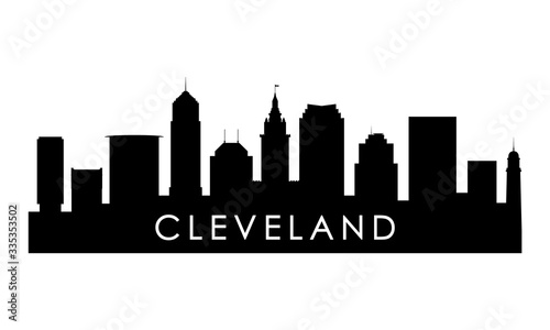 Cleveland Ohio skyline silhouette. Black Cleveland city design isolated on white background.
