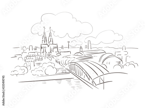 Cologne Germany Europe vector sketch city illustration line art