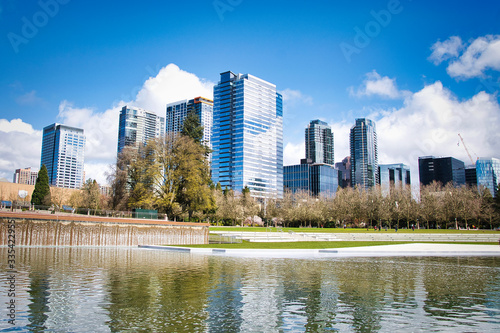 2020-04-01 DOWNTOWN CITY HALL PARK AND BELLEVUE WASHINGTON'S SKYLINE