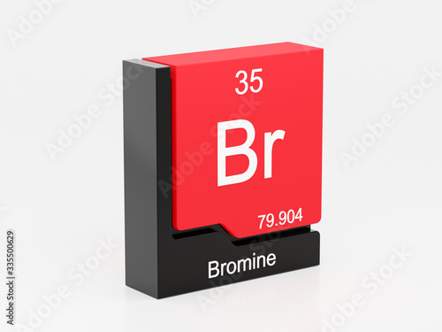 Bromine, periodic table element modern icon series, 3D rendered on white background 