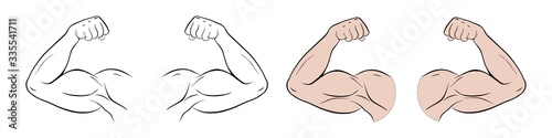 Biceps of a sports person vector fit. Body muscle flexing or strong biceps logo. Isolated vector illustration icons set
