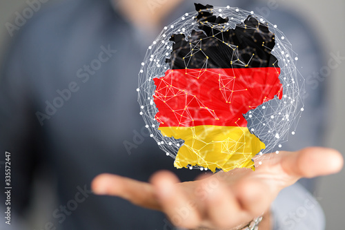 Abstract of germany map network, internet and global connection concept, Wire Frame 3D