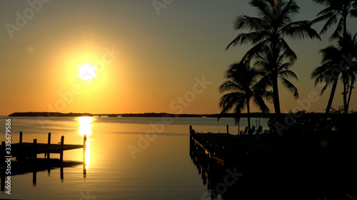 Wonderful paradise bay in the Keys of Florida at sunset