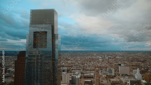 Comcast Center Building with a view over the city of Philadelphia