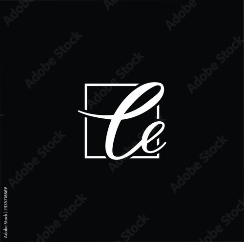 Minimal elegant monogram art logo. Outstanding professional trendy awesome artistic CE EC initial based Alphabet icon logo. Premium Business logo White color on black background