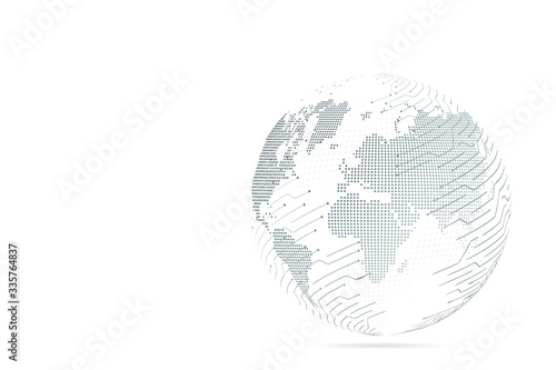 Abstract mash line and point scales on white background with Global. Wire frame 3D mesh polygonal network line, design sphere, dot and structure. Vector illustration eps 10.