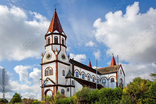 Puerto Montt, Chile, city of Puerto Varas. Church Of The Sacred Heart / Iglesia Sagrado Corazon/. The Church of the sacred Heart is the main business card of Puerto Varas. Built in 1915, this Roman C