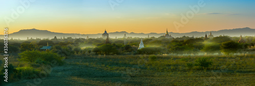 Bagan Myanmar Sunrise Panorama