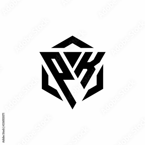 PK Logo monogram with triangle and hexagon modern design template