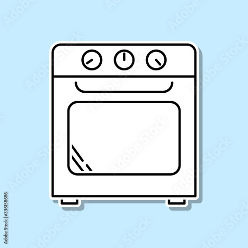 Oven sticker icon. Simple thin line, outline vector of kitchen icons for ui and ux, website or mobile application