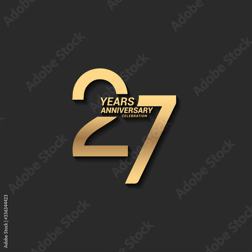 27 years anniversary celebration logotype with elegant modern number gold color for celebration