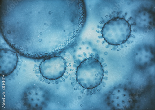 Viral structure. Viral particle is made up of a nucleus of nucleic acid (DNA or RNA) surrounded by a protein coat. Conceptual illustrative virus.