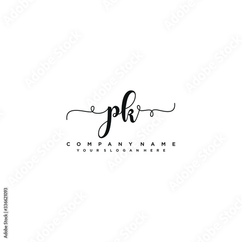 PK initial Handwriting logo vector templates