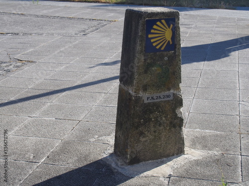 25.230 km to go untill Santiago de Compostela, Camino de Santiago, Way of St. James, Journey from Vilanova de Arousa to Teo, Portuguese way, Portugal