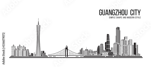 Cityscape Building Abstract Simple shape and modern style art Vector design - Guangzhou city