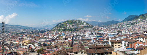 Large panorama of Quito with the Panecillo, Ecuador