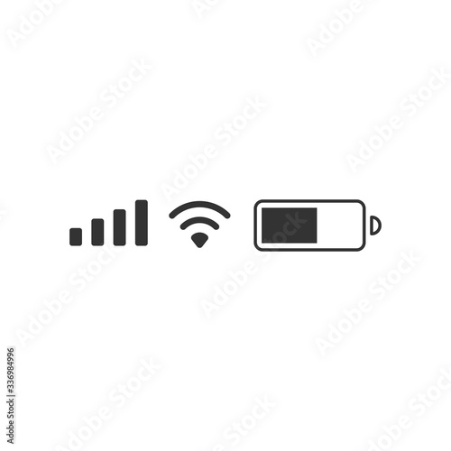 Mobile phone signal, wi-fi, battery icon. Status bar symbol modern, simple, vector, icon for website design, mobile app, ui. Vector Illustration
