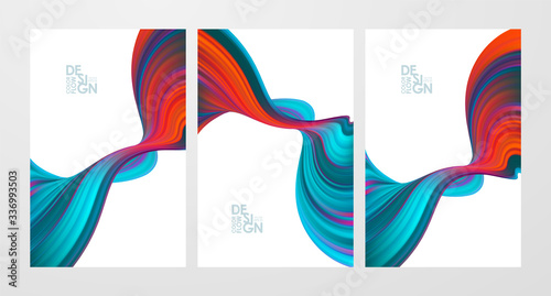 Set of colorful flow poster backgrounds. Modern design.