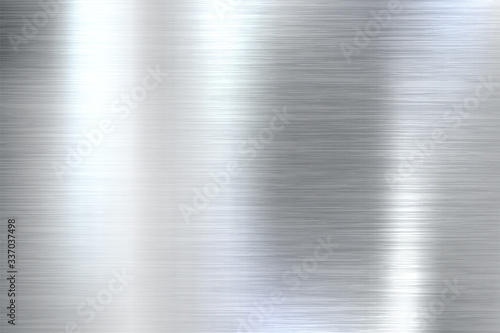 Realistic brushed metal texture. Polished stainless steel background. Vector illustration.