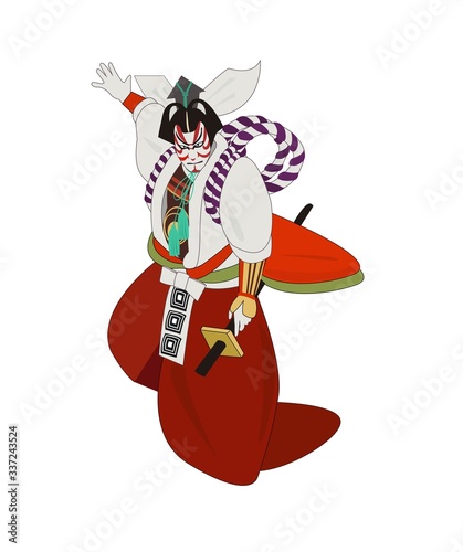 Illustration of Kabuki. Japanese culture.