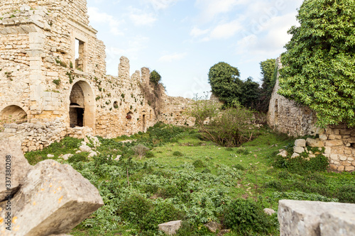 Sights of Ruins of Requisenz’s Castle in Buscemi, Province of Syracuse, Italy.