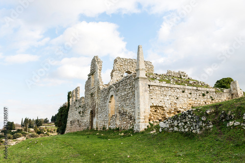 Sights of Ruins of Requisenz’s Castle in Buscemi, Province of Syracuse, Italy.