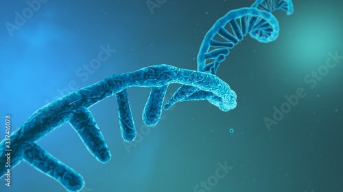 Coronavirus RNA strand. Medical illustration. 3D rendering